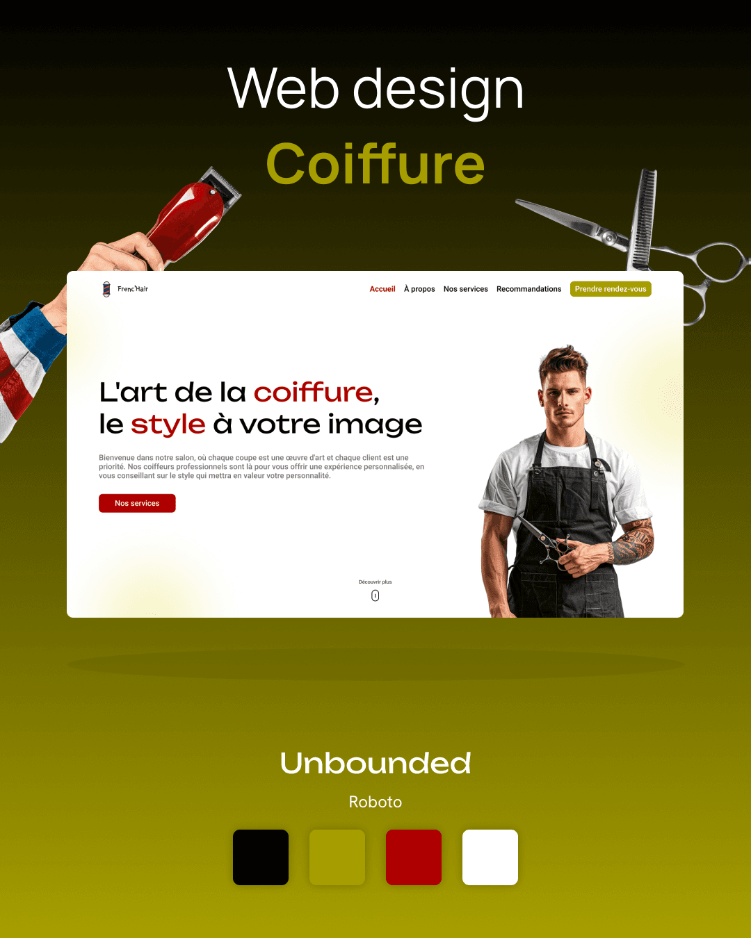 Aperçu du site Frenc'Hair — salon de coiffure & barbier